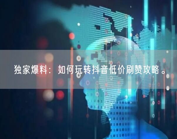 独家爆料：如何玩转抖音低价刷赞攻略。