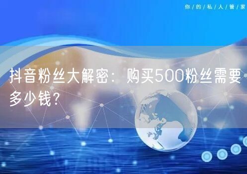 抖音粉丝大解密：购买500粉丝需要多少钱？