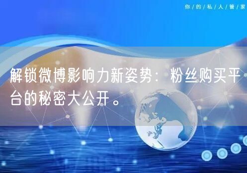 解锁微博影响力新姿势：粉丝购买平台的秘密大公开。